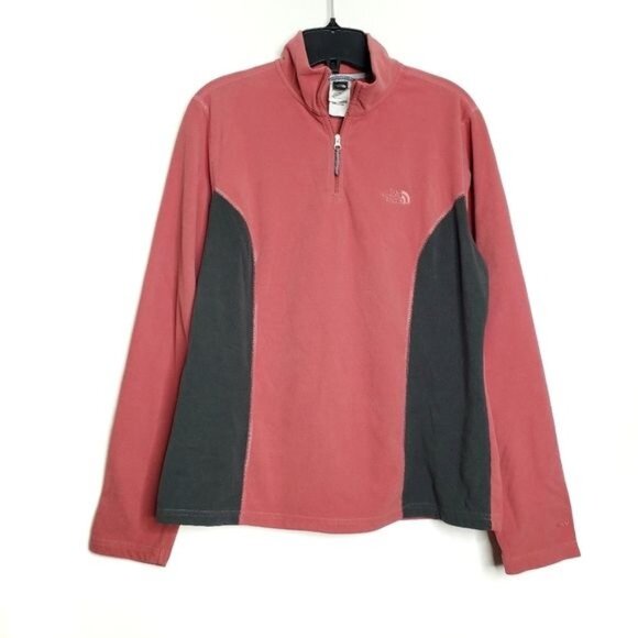 The North Face Dusty Pink & Gray Fleece Quarter Zip Pullover Women's Size Large - Picture 1 of 7